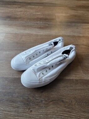 Converse Men's Chuck Taylor All Star Slip Sneaker Faceless All White Shoes sz 13